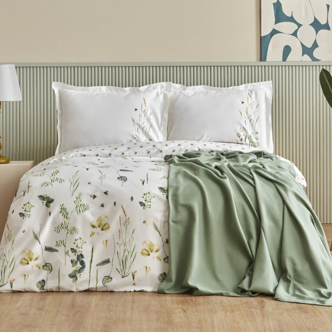 David's Home Bambus-Kühllaken-Set Für Doppelbett - 3-teilig, Super Weich & Atmungsaktiv, Khaki