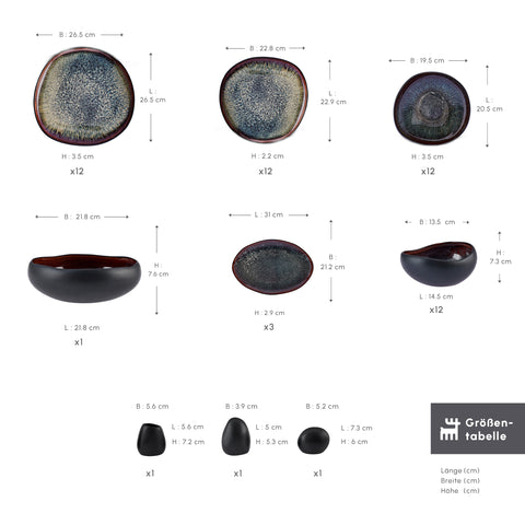 Karaca Earth Collection Galactic 55 Parça 12 Kişilik Yemek Takımı Siyah