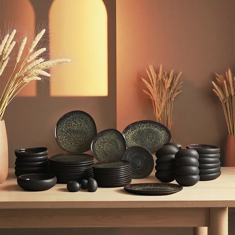 Karaca Earth Collection Galactic 55 Parça 12 Kişilik Yemek Takımı Siyah