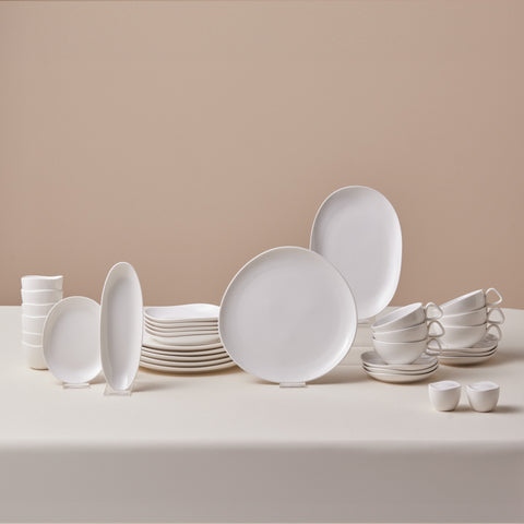 Karaca Stream Bone Middle 34-teiliges Frühstücksset für 6 Personen – Weiß
