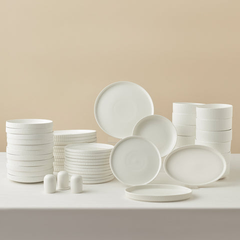 Karaca Forever Bone Pablito 53-Teiliges Tafelservice Für 12 Personen, Weiß