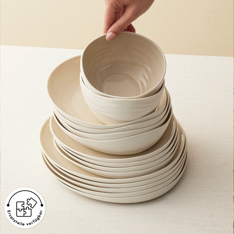 Karaca Earth Collection Rise 55 Parça 12 Kişilik Yemek Takımı, Cream