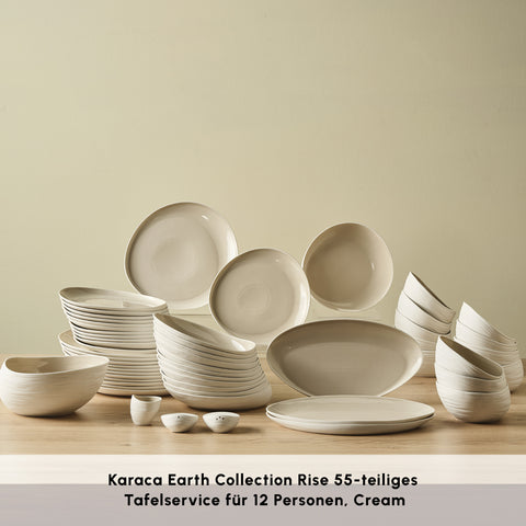 Karaca Earth Collection Rise 55 Parça 12 Kişilik Yemek Takımı, Cream