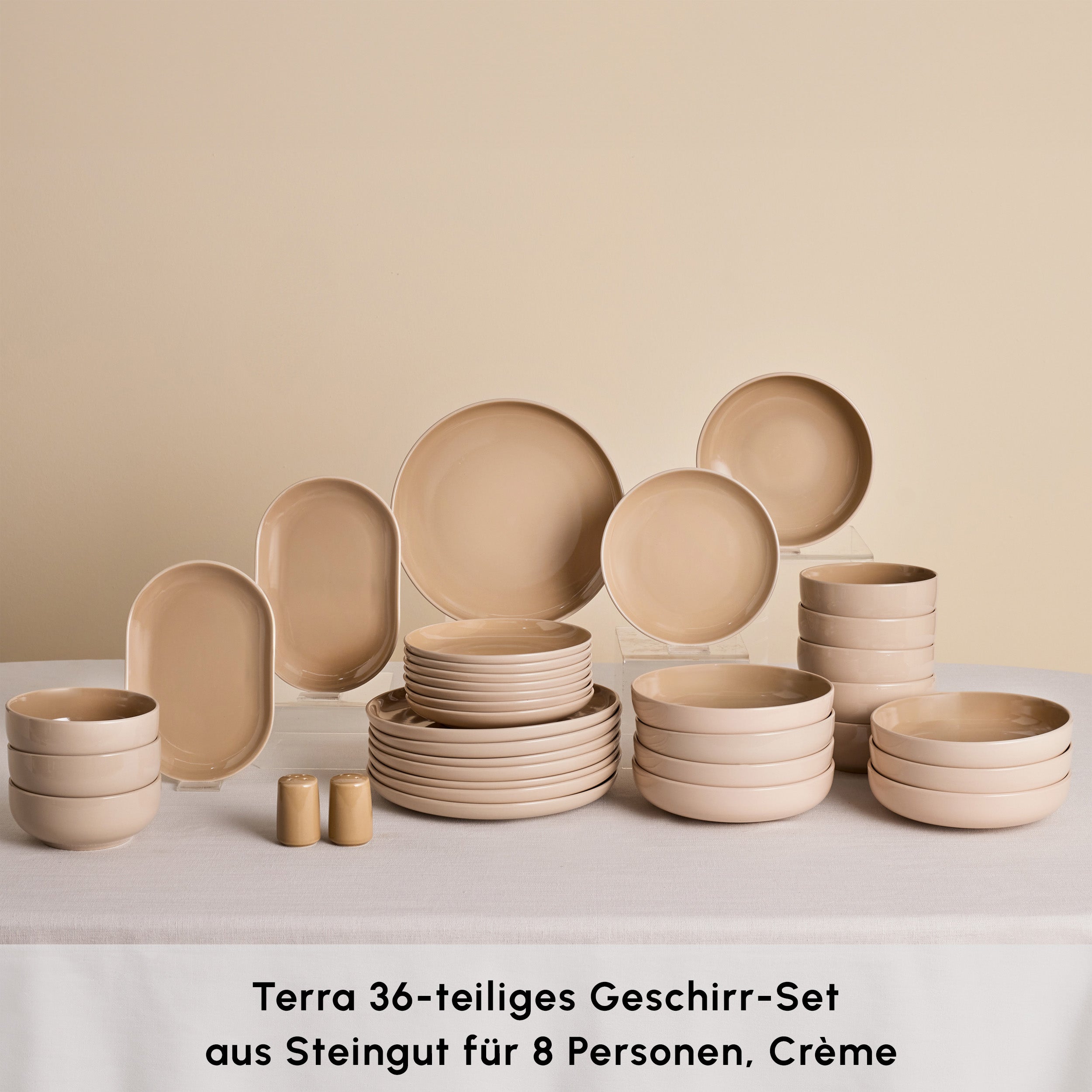 Geschirr-Set Terra bestehend aus 36 Teilen, für 8-Personen in Creme – Karaca