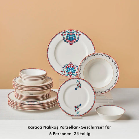 Karaca Nakkaş Porzellan-Geschirrset für 6 Personen, 24 teilig