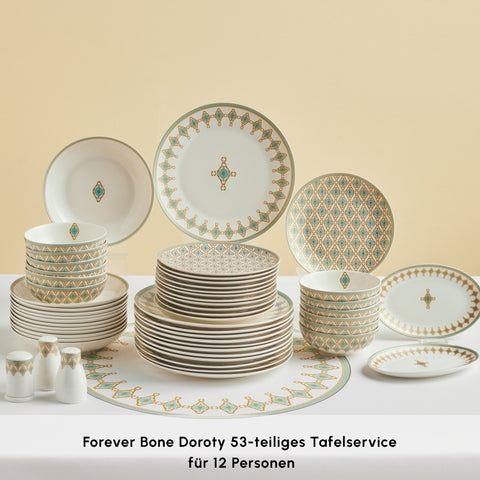 Karaca Forever Bone Dorothy,  53-teiliges Tafelservice für 12 Personen