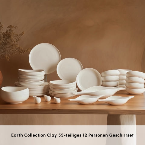 Karaca Earth Collection Clay 55-teiliges 12 Personen Geschirrset