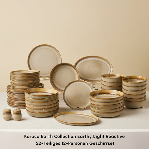 Karaca Earth Collection Earthy Light Reactive 52-Teiliges 12-Personen Geschirrset