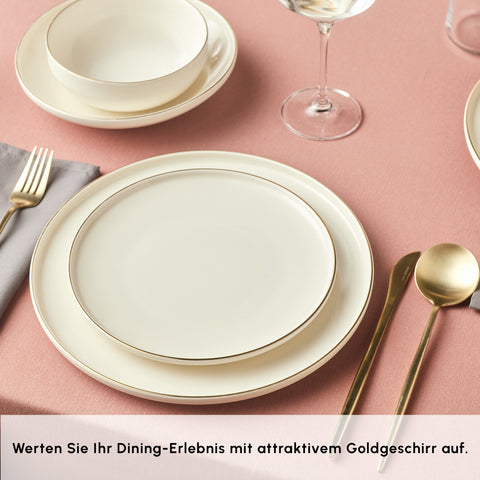 Karaca Stream Bone Meridian 6 Kişilik Yemek Takımı, 24 Parça, Altın