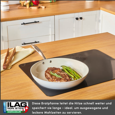 Karaca Swiss Crystal Almond Cream Pfanne mit Edelstahlgriff 32 cm