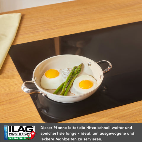 Karaca Swiss Crystal Almond Cream Saplı Düz Tava 20 cm