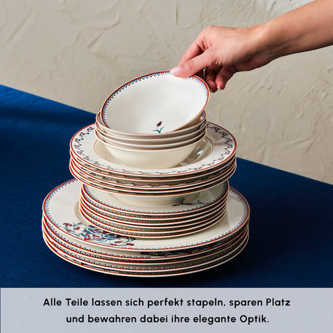 Karaca Nakkaş Porcelain Dinnerware Set for 6 Person, 24 Piece 