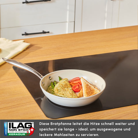 Karaca Swiss Crystal Almond Cream Pfanne mit Edelstahlgriff 22 cm