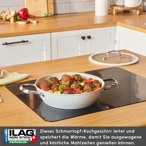 Karaca Swiss Crystal Almond Cream Handle Flat Casserole 26 cm
 