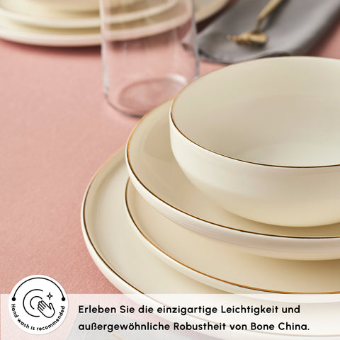 Karaca Stream Bone Meridian 6 Kişilik Yemek Takımı, 24 Parça, Altın