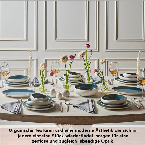 Karaca Earth Collection New Galactic Oscar Reactive Glaze 55-teiliges Tafelset für 12 Personen, Multi