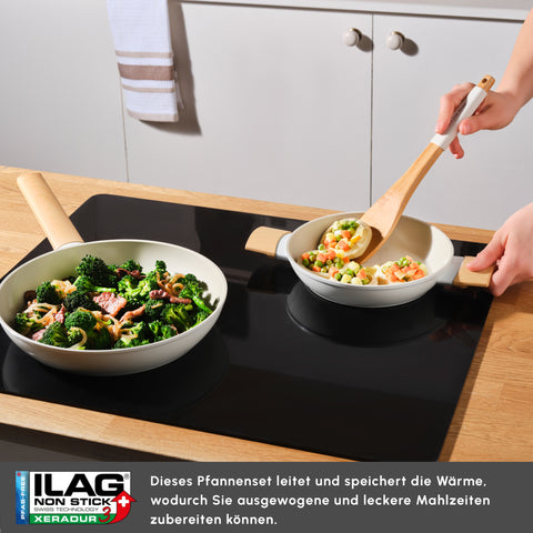 Karaca Swiss Crystal Almond Cream, Pfannen Set, Induktion