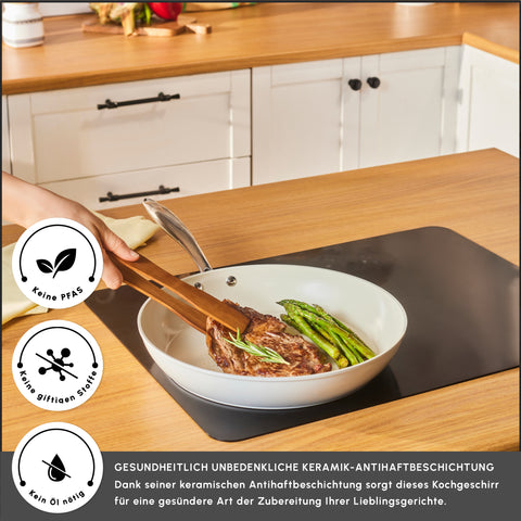 Karaca Swiss Crystal Almond Cream Pfanne mit Edelstahlgriff 32 cm