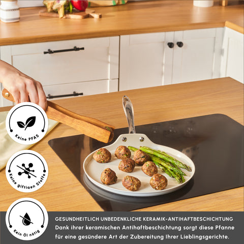 Karaca Swiss Crystal Almond Cream Pfannkuchenpfanne mit Edelstahlgriff 28 cm