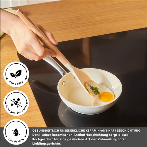 Karaca Swiss Crystal Almond Cream Pfanne mit Edelstahlgriff 16 cm