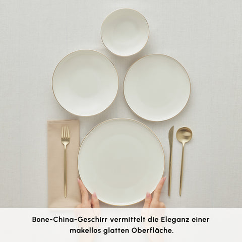 Karaca Stream Bone Meridian 6 Kişilik Yemek Takımı, 24 Parça, Altın