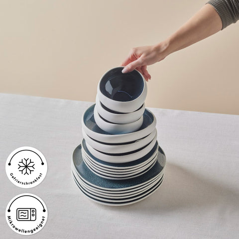 Karaca Earth Collection New Galactic Oscar Reactive Glaze 55-teiliges Tafelset für 12 Personen, Multi