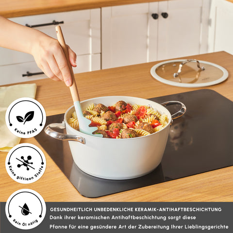 Karaca Swiss Crystal Almond Cream Kasserolle mit Edelstahlgriff 24 cm