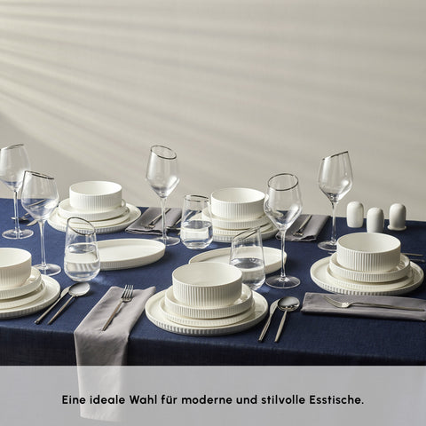 Karaca Forever Bone Pablito 53-Teiliges Tafelservice Für 12 Personen, Weiß