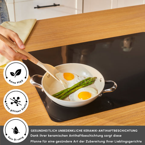 Karaca Swiss Crystal Almond Cream Saplı Düz Tava 20 cm