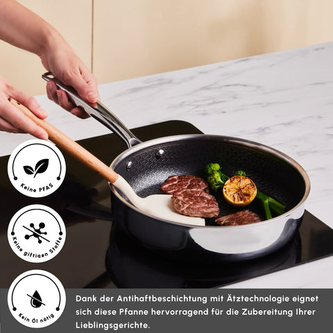 Karaca 3Ply Edelstahl Sparkle 7-teiliges Antihaft-Induktions-Kochgeschirr-Set, Silber