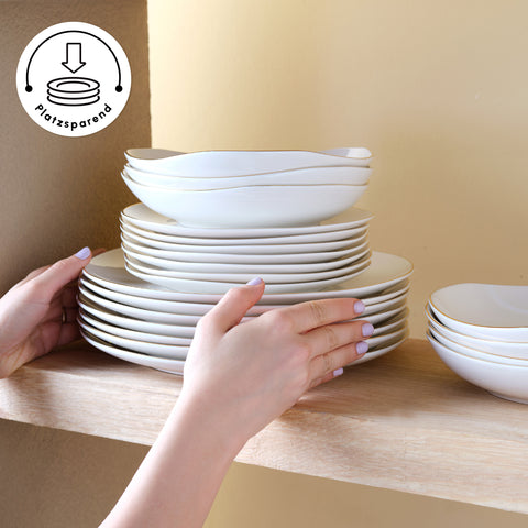 Karaca Stream Bone Middle 53-Piece Dinner Set for 12 People Gold