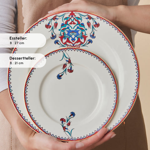 Karaca Nakkaş Porcelain Dinnerware Set for 6 Person, 24 Piece 