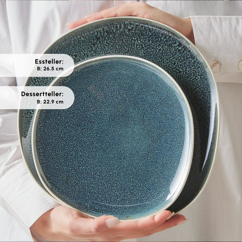 Karaca Earth Collection New Galactic Oscar Reactive Glaze 55-teiliges Tafelset für 12 Personen, Multi