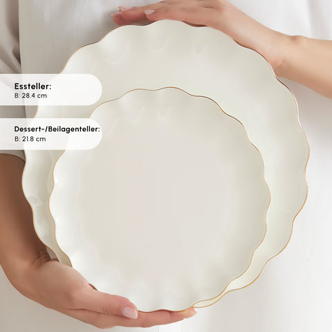 Karaca Fine Pearl Extra Shell 55-Piece 12-Person Dinner Set Gold