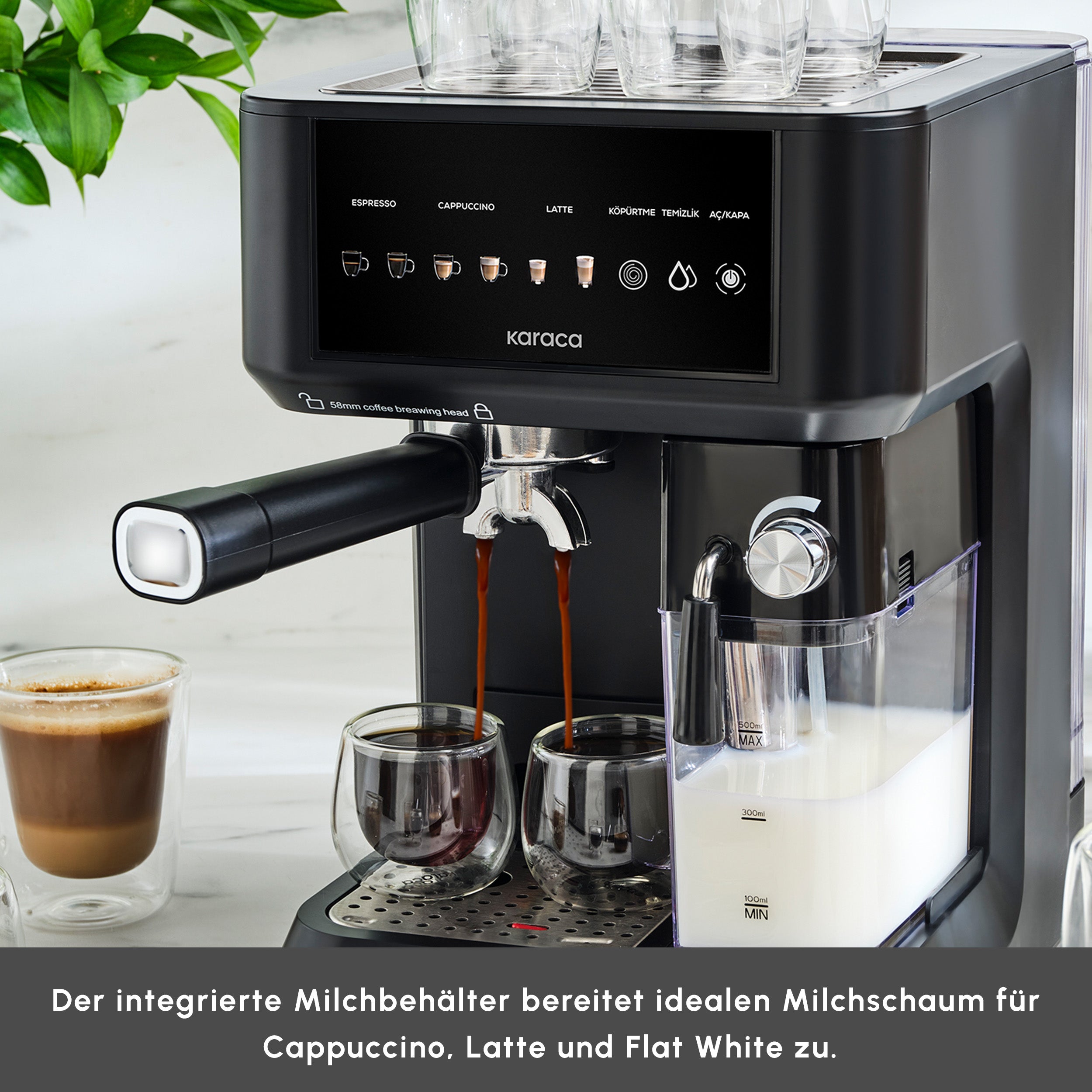 Karaca MyCaffe Barista S10 Entegre Süt Hazneli, Otomatik Espresso, Lat