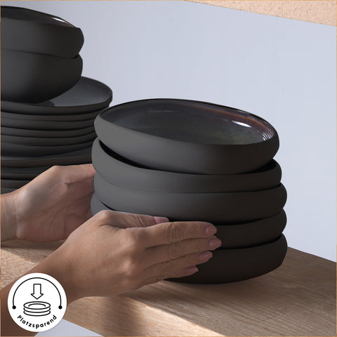 Karaca Earth Collection Galactic 55 Parça 12 Kişilik Yemek Takımı Siyah