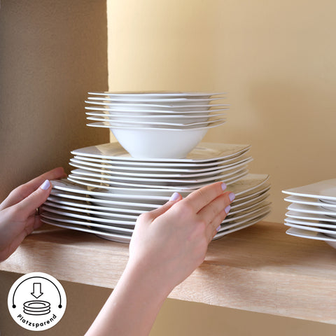 Karaca Square Bone China Autumn 53-teiliges Tafelservice für 12 Person