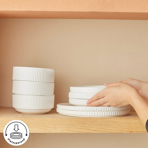 Karaca Forever Bone Pablito 53-Teiliges Tafelservice Für 12 Personen, Weiß