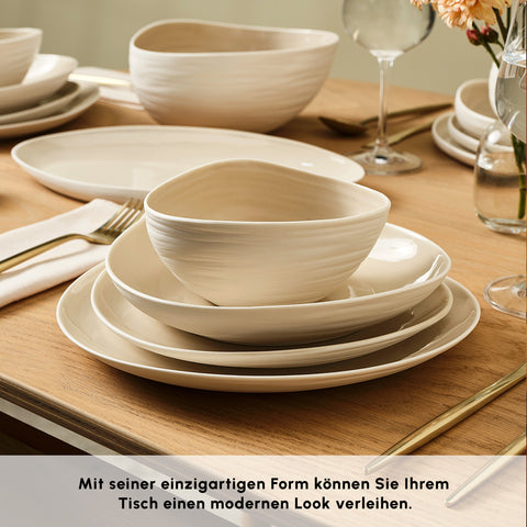 Karaca Earth Collection Rise 55 Parça 12 Kişilik Yemek Takımı, Cream