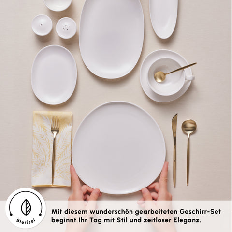 Karaca Stream Bone Middle 34 Parça 6 Kişilik Kahvaltı Takımı Beyaz