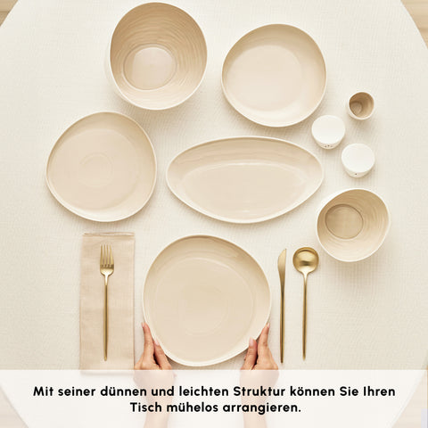 Karaca Earth Collection Rise 55 Parça 12 Kişilik Yemek Takımı, Cream