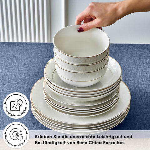 Karaca Elegance Bone Mandarin 53 Parça 12 Kişilik Yemek Takımı Gold