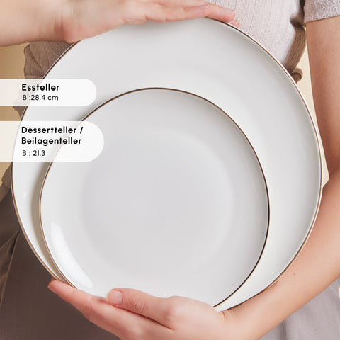 Karaca Stream Bone Middle 53-Piece Dinner Set for 12 People Gold