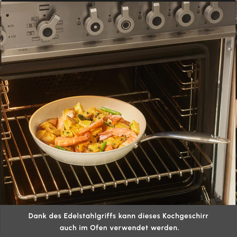 Karaca Swiss Crystal Almond Cream Pfanne mit Edelstahlgriff 22 cm