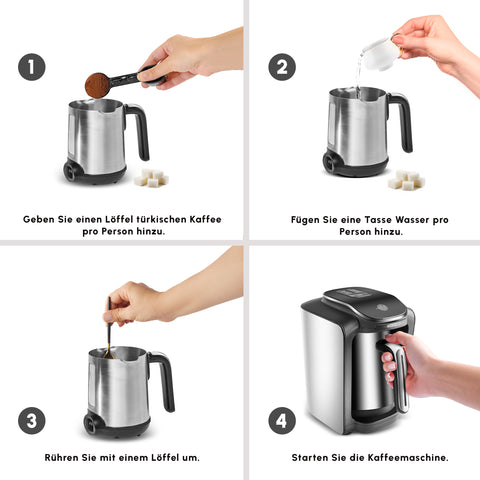 Karaca Hatır Neo Inox Türkischer Kaffeekocher mit Edelstahl-Kanne