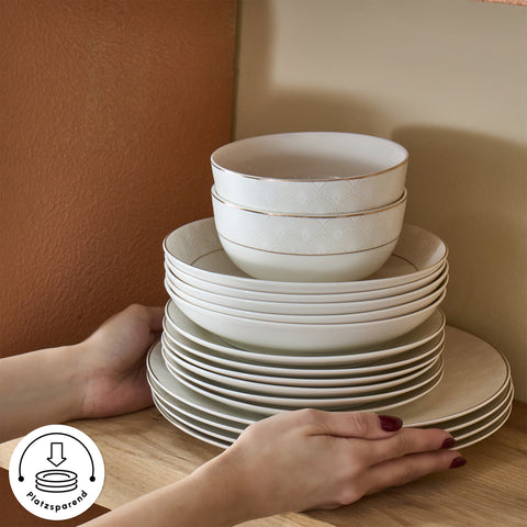 Karaca Elegance Bone Mandarin 53 Parça 12 Kişilik Yemek Takımı Gold