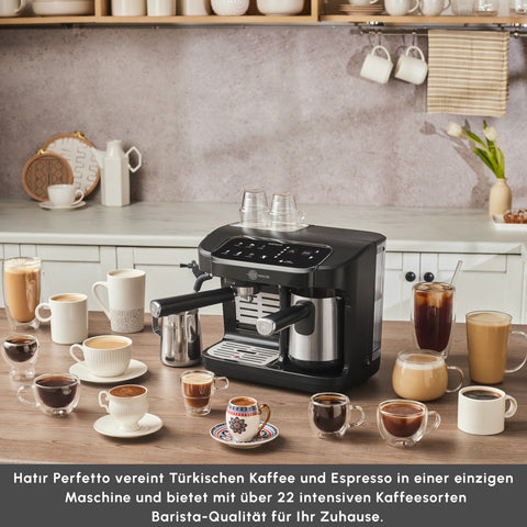 Karaca Hatır Perfetto Espresso und Türkischer Kaffee Maschine INOX