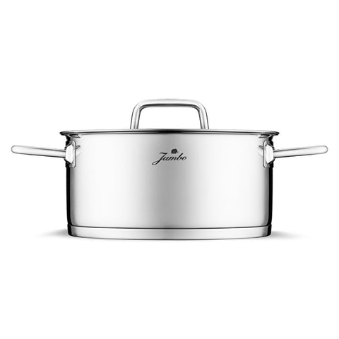 Jumbo Assos 3-Piece Stainless Steel Cookware Set with Glass Lids – 6 Pieces