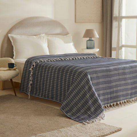 Karaca Home Destina Marineblau Bettdecke für zwei Personen