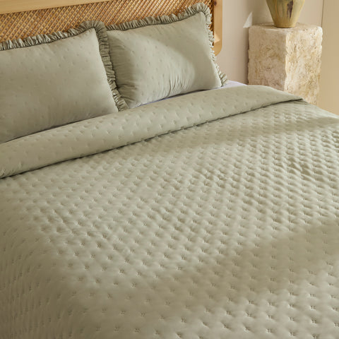 Fiona Bettüberwurf Set Salbeigrün 230x240cm + 2(50x70) cm